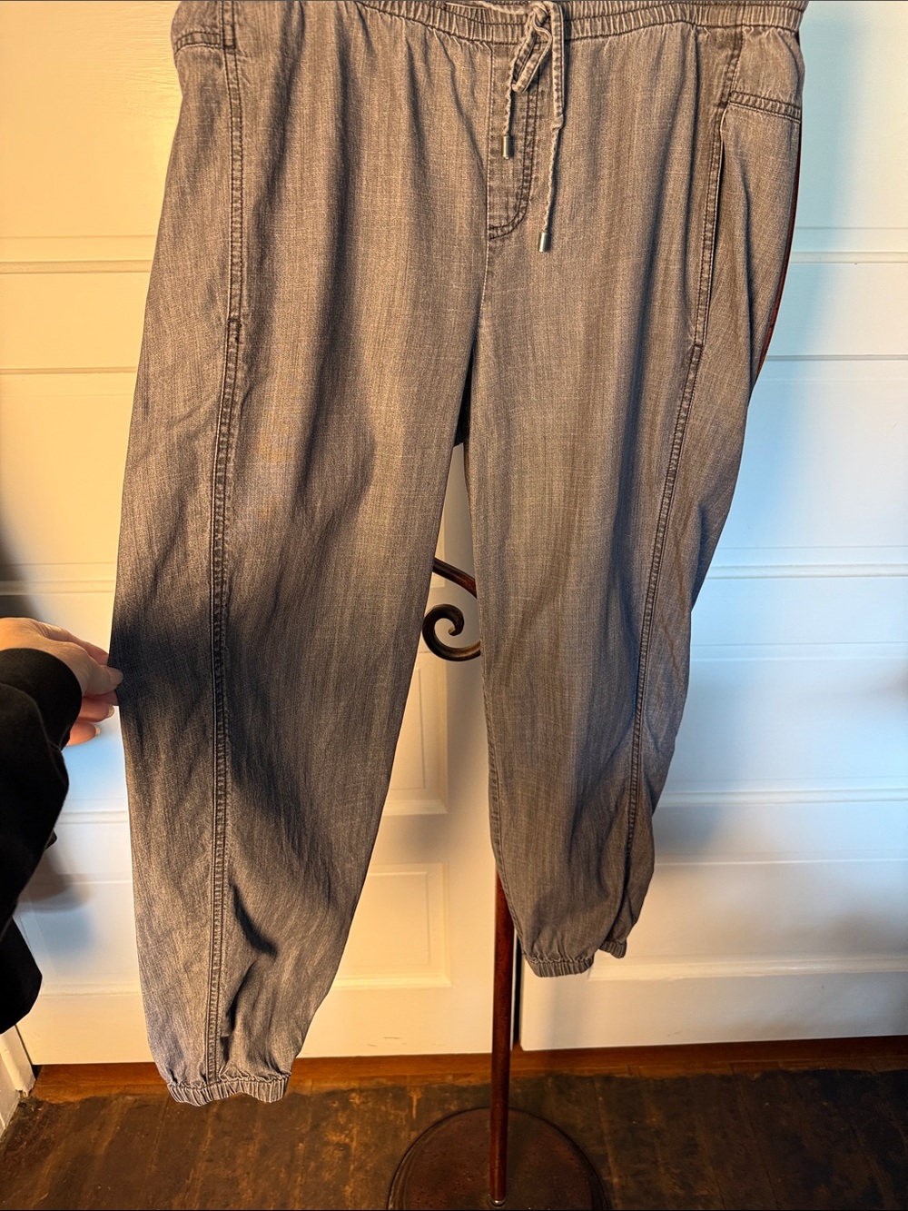 Eileen Fisher Tencel Jogger Lantern Pants Washed Charcoal Pull On Relaxed M